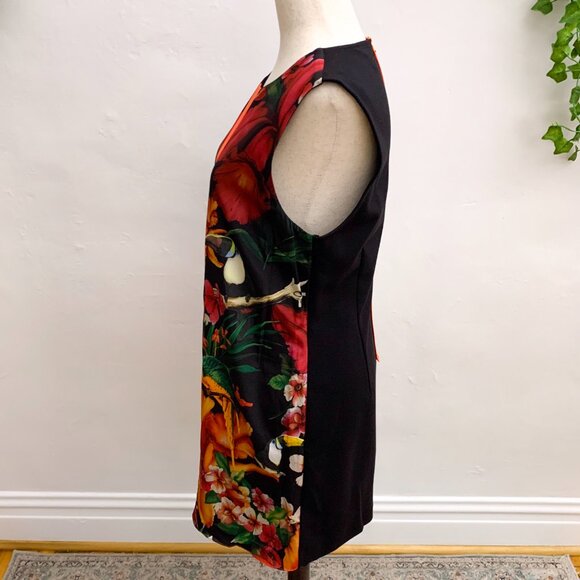 Ted Baker London Orange Toucan Tropical Print Dress Small Medium - Picture 9 of 12